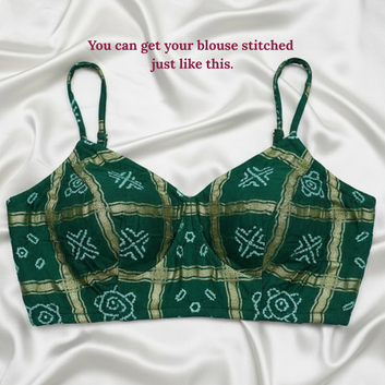 GREEN -  COTTON GHARCHOLA BANDHANI BLOUSE PIECE