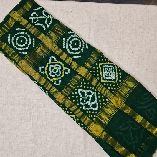 GREEN -  COTTON GHARCHOLA BANDHANI BLOUSE PIECE