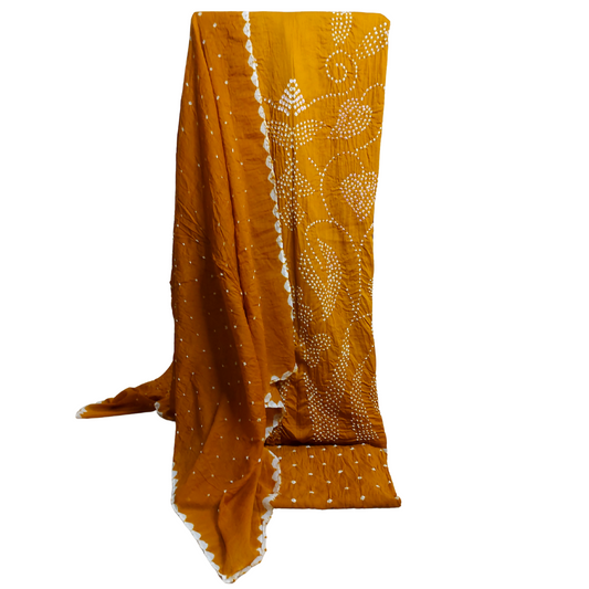 Mustard Yellow - Raidana Bandhani Dress Material