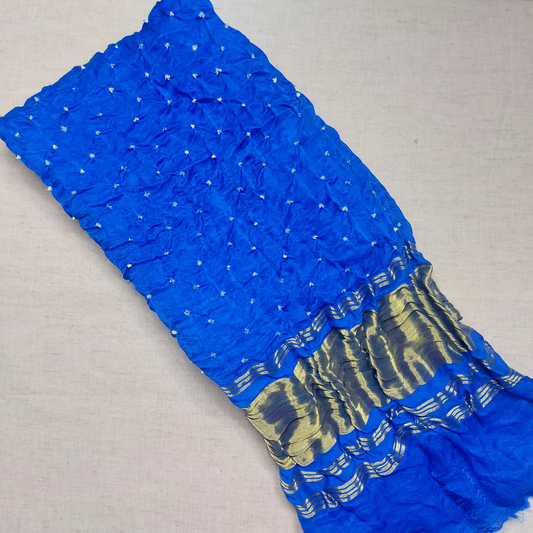 ROYAL BLUE - GAJJI SILK BANDHANI BLOUSE PIECE