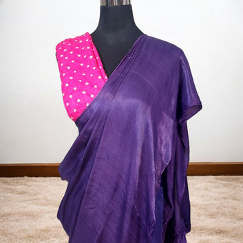 Purple Plain Saree With Zari Border