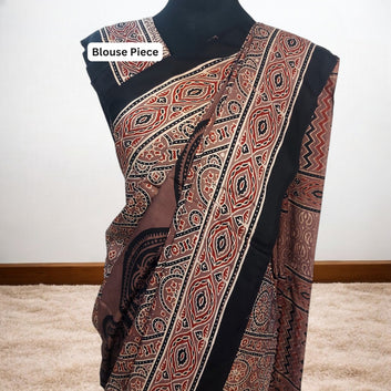 MANYA AJRAKH HAND BLOCK PRINTED MODAL SILK SAREE