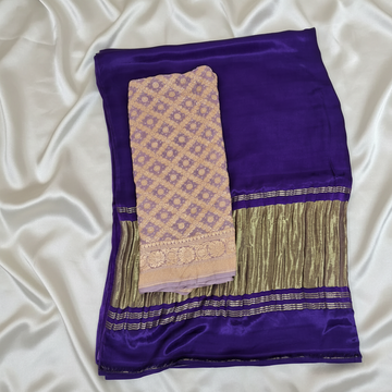 Banarasi Georgette Wine  Bandhani Blouse Piece for Indian Wedding