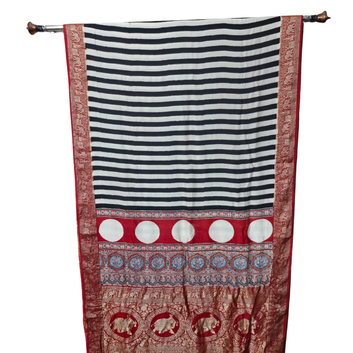 Sahaj 12 - Dola Ajrakh Block Print Saree
