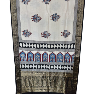 Sahaj 13 - Dola Ajrakh Block Print Saree