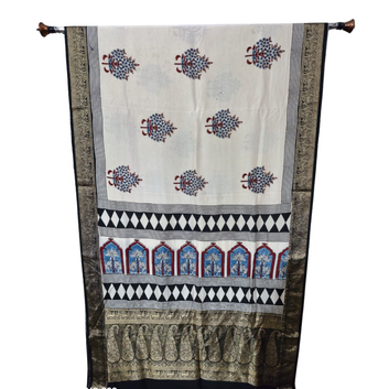 Sahaj 13 - Dola Ajrakh Block Print Saree