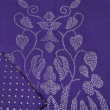Purple Raidana Design Cotton Satin Bandhani Dress Material