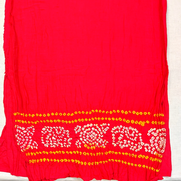 RED -  COTTON SATIN  BANDHANI BORDER BLOUSE PIECE