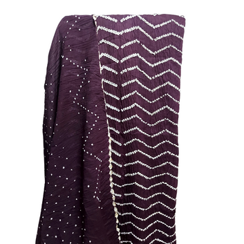 Rangbari Leheriya - Wine Bandhani Dress Material