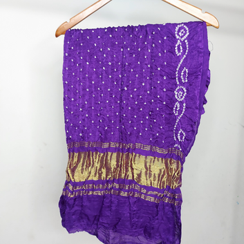 PURPLE - GAJJI SILK BANDHANI BLOUSE PIECE