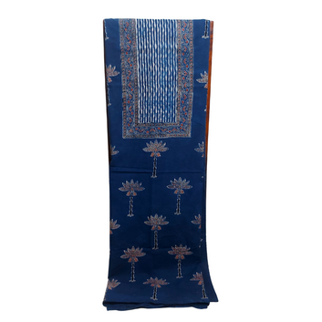 Blue - Ajrakh Hand Block Print Dress Material