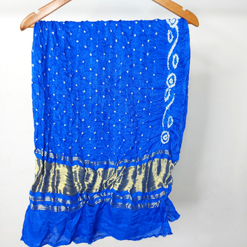 ROYAL BLUE - GAJJI SILK BANDHANI BLOUSE PIECE