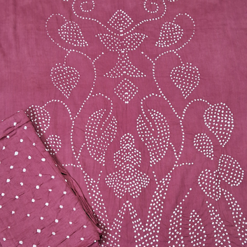 Onion Raidana Design Cotton Satin Bandhani Dress Material
