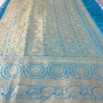 Reva: Sky Blue Gray Dhupian Silk Kanjivaram Bandhani Saree