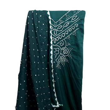 Green - Bandhani Dress Material