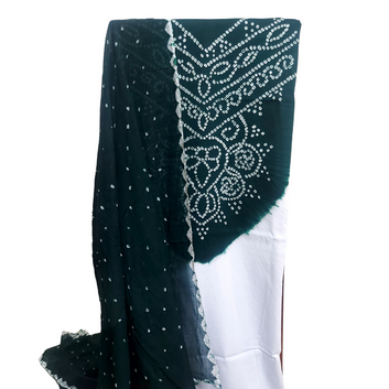 White Green - Bandhani Dress Material