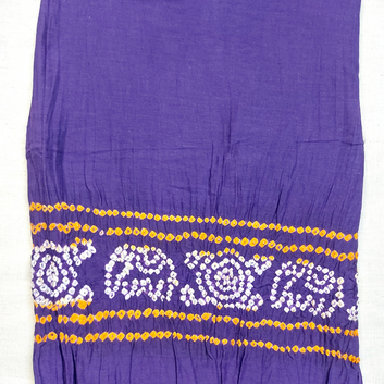 PURPLE -  COTTON SATIN  BANDHANI BORDER BLOUSE PIECE