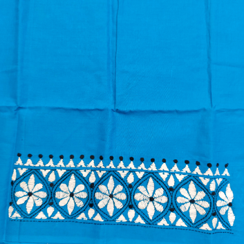 SKY BLUE - COTTON KATHA HANDWORK BLOUSE PIECE