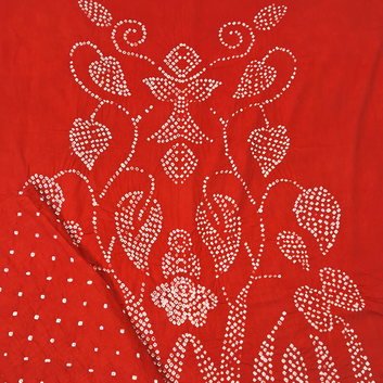 Orange  Raidana Design Cotton Satin Bandhani Dress Material