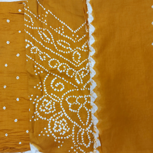 White Mustard - Bandhani Dress Material