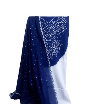 White Blue - Bandhani Dress Material