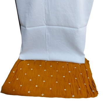 White Mustard - Bandhani Dress Material
