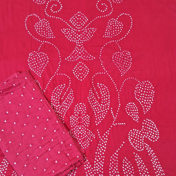 Pink Raidana Design Cotton Satin Bandhani Dress Material