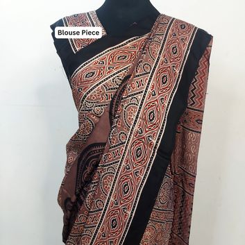 MANYA AJRAKH HAND BLOCK PRINTED MODAL SILK SAREE