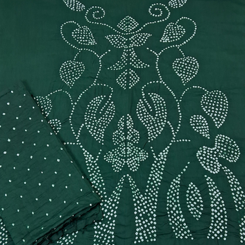 Bottle Green Raidana Design Cotton Satin Bandhani Dress Material