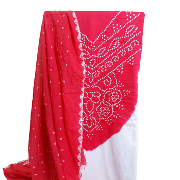 White Pink - Bandhani Dress Material