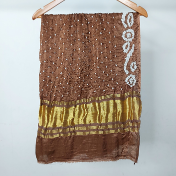 BROWN - GAJJI SILK BANDHANI BLOUSE PIECE