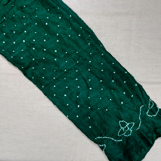 GREEN - GAJJI SILK BANDHANI BLOUSE PIECE WITHOUT GOLDEN BORDER