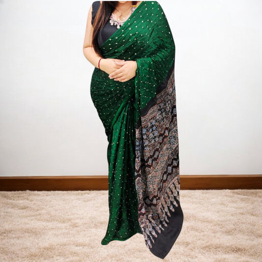 Rangbandh - Modal Silk Ajrakh Bandhej Saree