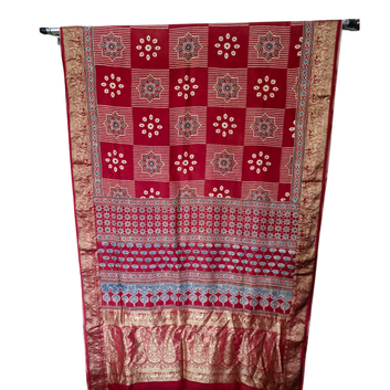 Sahaj 14 - Dola Ajrakh Block Print Saree