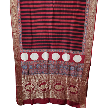 Sahaj 17 - Dola Ajrakh Block Print Saree