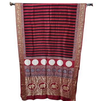 Sahaj 17 - Dola Ajrakh Block Print Saree