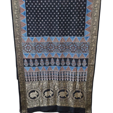 Sahaj 19 - Dola Ajrakh Block Print Saree