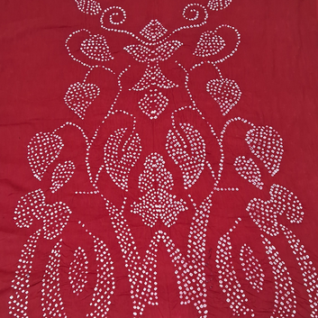 Red Raidana Design Cotton Satin Bandhani Dress Material