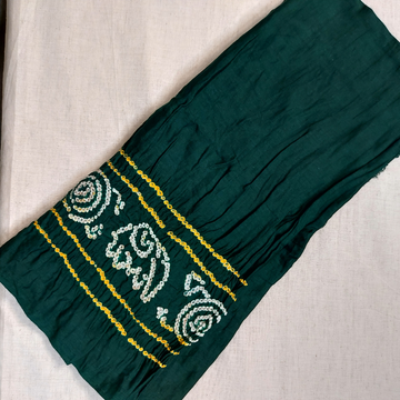 GREEN  -  COTTON SATIN  BANDHANI BORDER BLOUSE PIECE