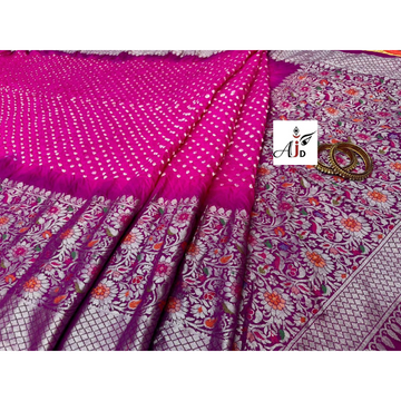 Eva : Purple Pink Powerloom Kanjivaram Bandhani Saree