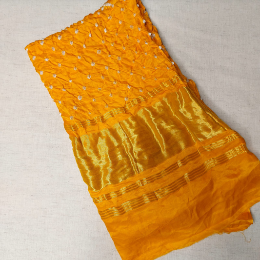 YELLOW -  GAJJI SILK BANDHANI BLOUSE PIECE