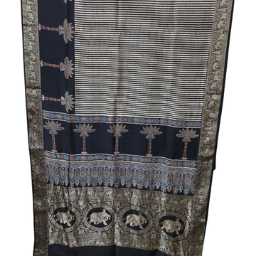 Sahaj 21 - Dola Ajrakh Block Print Saree