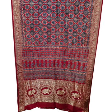 Sahaj 22 - Dola Ajrakh Block Print Saree
