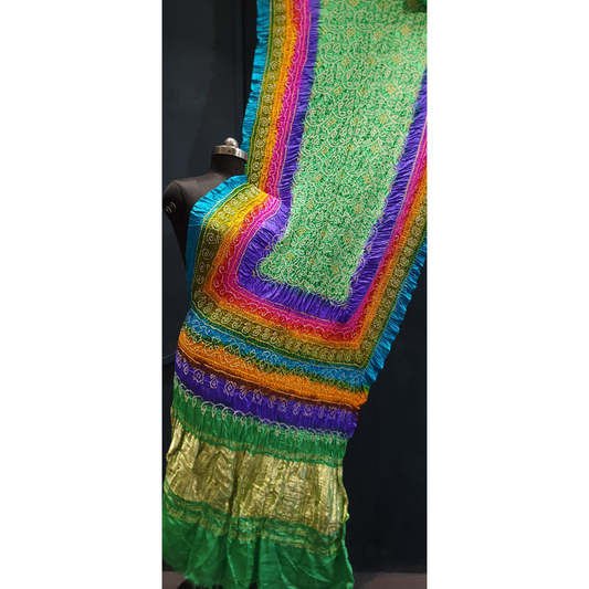 Bandhani Bliss - Pista Shikari Rai Bandhej Multi Colour Saree