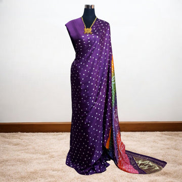 Rangvati - Purple Modal Bandhani Saree with Multi Colour Pallu