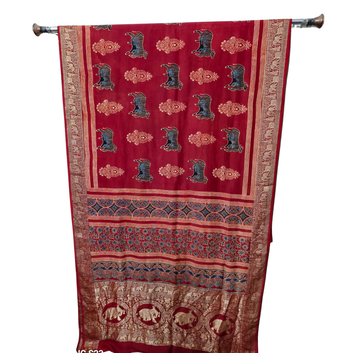Sahaj 24 - Dola Ajrakh Block Print Saree