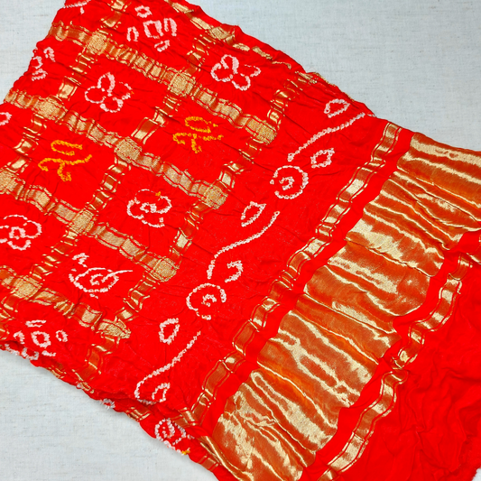 ORANGE - GAJJI SILK GHARCHOLA BANDHANI BLOUSE PIECE