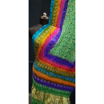 Bandhani Bliss - Pista Shikari Rai Bandhej Multi Colour Saree