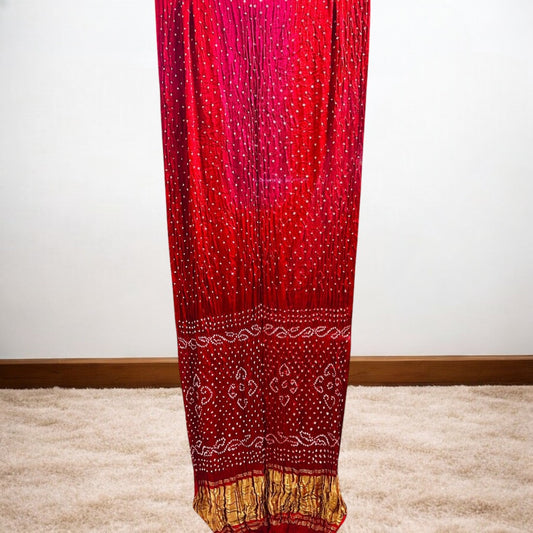 Mohini - Red Pink Bandhani Saree