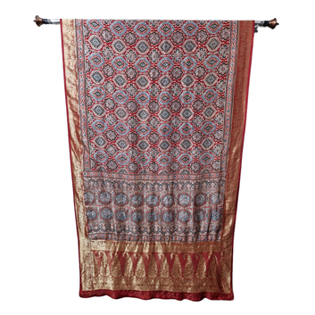 Sahaj 03 - Dola Ajrakh Block Print Saree